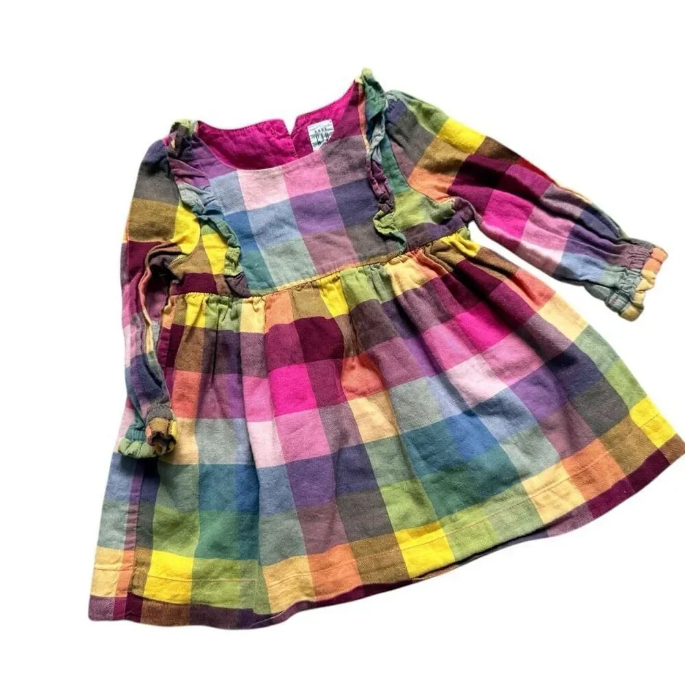 Baby Girls Gap Checkered Flannel Long Sleeve Dress - Sz 12-18 mo